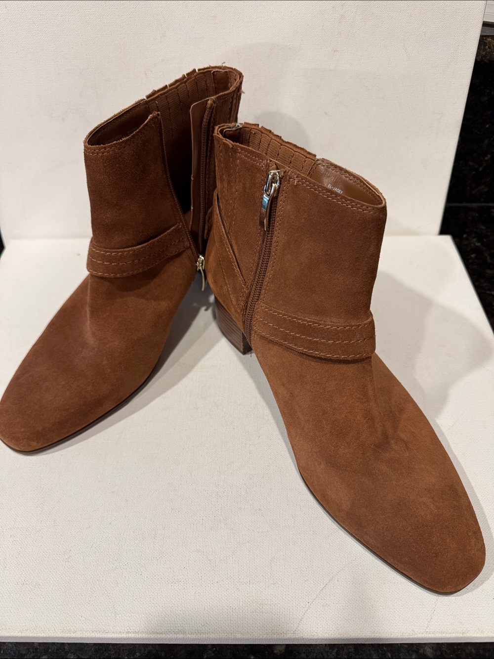 ESSEX LANE Brown Suede Women's Ankle Boots with Side Zip